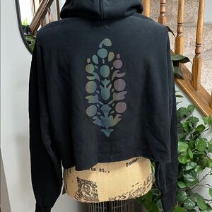 FP Movement by Free People Black Hoodie with Iridescent Design. NWT